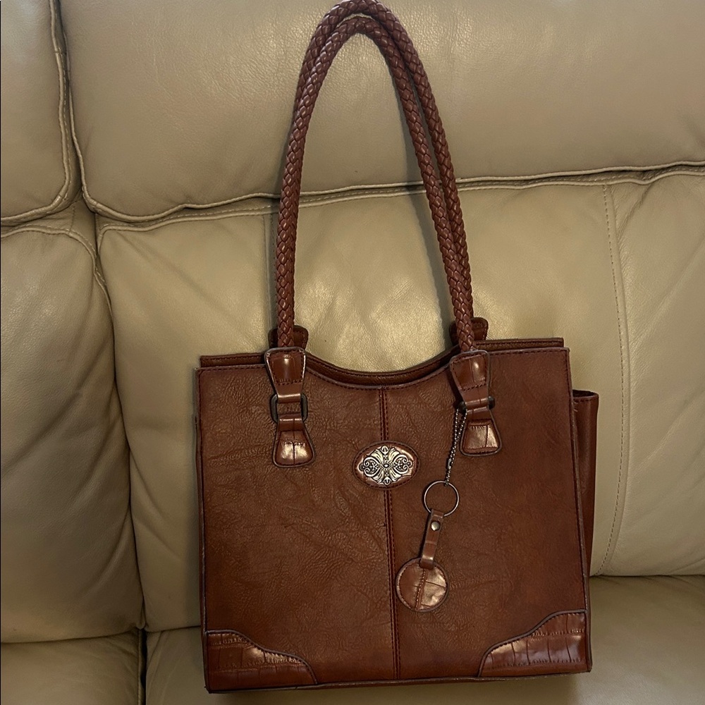 Brown faux leather bag